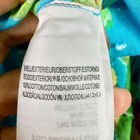 Farm Rio Banana Sky Blouse Size XS NWT Tie Neck Swiss Dot Cotton Balloon Sleeve - Picture 12 of 12